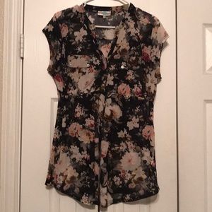 Mesh floral shirt